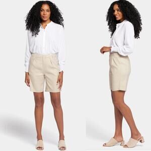 NEW NYDJ Relaxed Shorts Stretch Feather Beige Natural Sz 14 Large Capsule Preppy